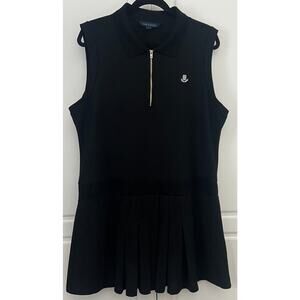 Tommy Hilfiger Black Sleeveless 1/2 Zip Polo Dress with Pleats Size XL